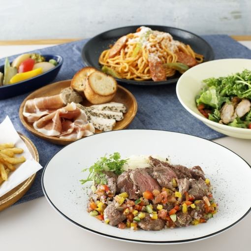 【お手頃カフェ飲み♪】サラダ・前菜・ポテト・メイン・パスタ【ライトプラン3,980円】