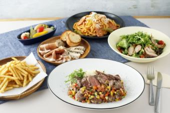 【お手頃カフェ飲み♪】サラダ・前菜・ポテト・メイン・パスタ【ライトプラン3,980円】