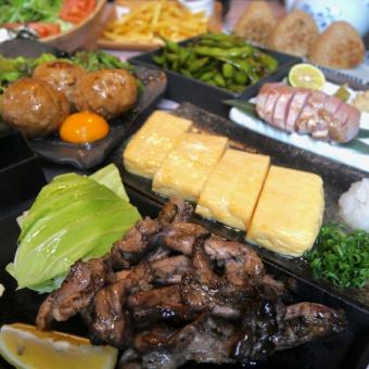 Comes with charcoal-grilled sesseri/tsukimi meatballs/dashi-maki egg! [Charcoal-grilled yakitori course] 2 hours all-you-can-drink included 4,500 yen (tax included)