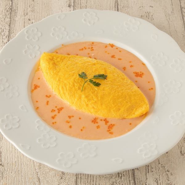 Umeko no Ie Shinagawa Ekimae Branch Recommended Item #1: Melty Cheese Omelette with Mentaiko Cream Sauce