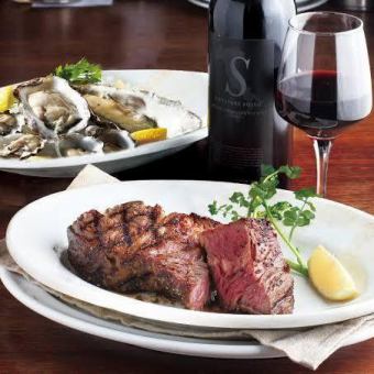 [Oysters and beef] All-you-can-drink included ◆Luxury oysters and meat course (9 dishes in total) [5,500 yen]
