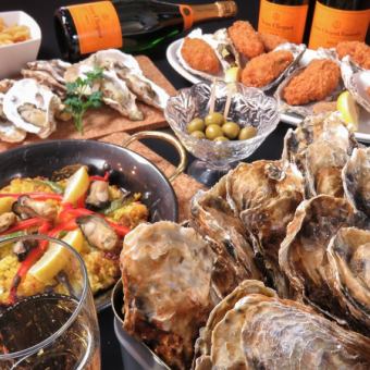[A must-see for grilled oyster lovers!] All-you-can-drink included ◆ Grilled oysters with white wine [3,960 yen]