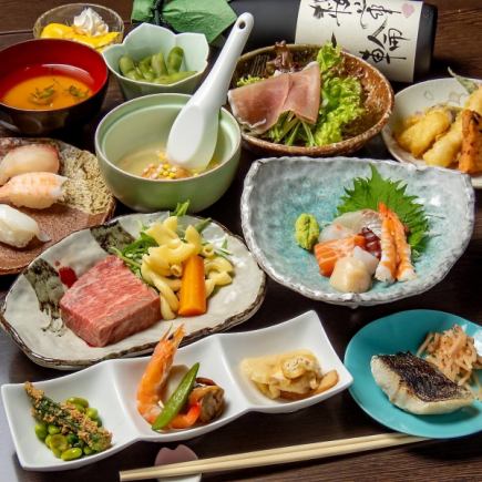 【110分飲み放題付】誕生日や記念日に『神戸牛ステーキ特選会席コース』A4・A5ステーキ等 全11品