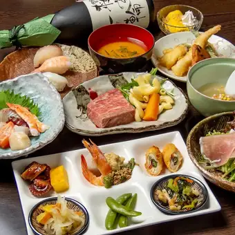 【お昼限定(平日)】豪華な贅沢ランチ『桜のステーキめぐみご膳』季節食材とステーキ等 全10品