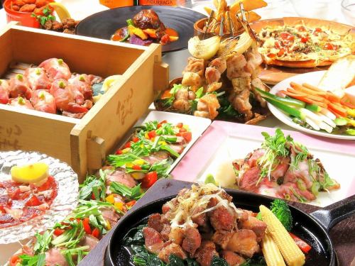 肉类爱好者一定会爱上 11 道菜的 Meat Gang 套餐，5,000 日元。