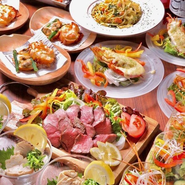 120分飲み放題付き！イベリコ豚、ロブスター、アワビ入り【海鮮GANGコース】10品5500円(税込)