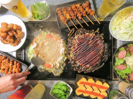 Great value 100 minutes all-you-can-eat Okonomiyaki & Monjayaki + All-you-can-drink alcohol + SD for 3,500 yen (tax included)!