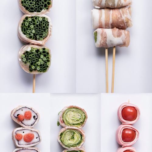 You can also enjoy the vegetable-wrapped skewers that are very popular with women!