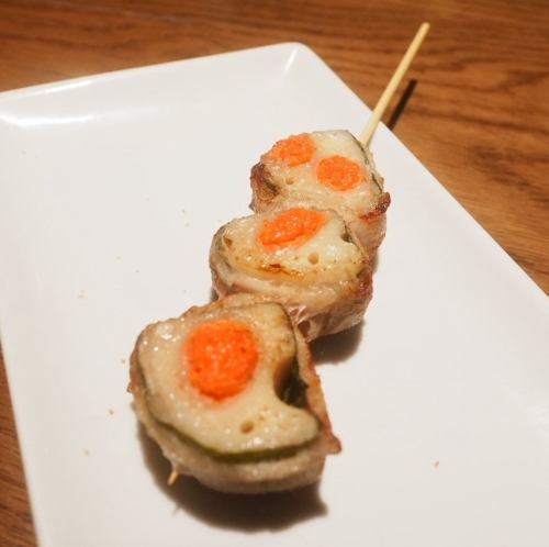 Spicy cod roe and lotus root rolls