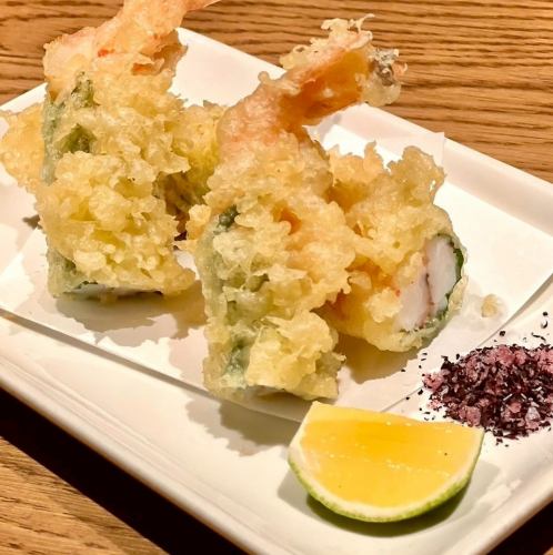 海老大葉の梅しそ天