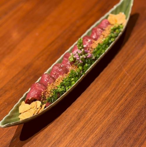 和牛ハツのカルパッチョ 自家製胡麻オイル
