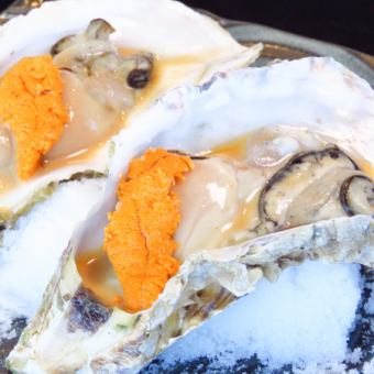 Grilled oysters with rich sea urchin cream