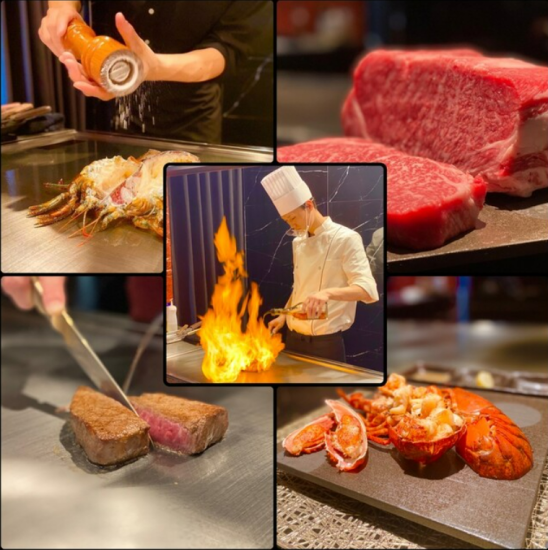 ★☆★Enjoy lobster and oysters grilled on a teppanyaki♪