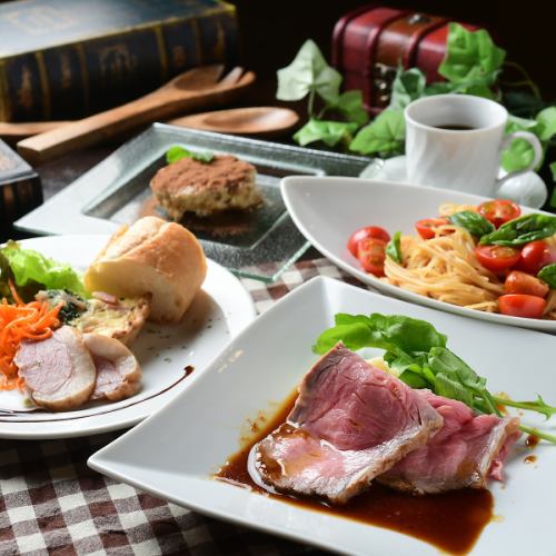 獎勵午餐♪可以享用肉類菜餚和麵食的套餐