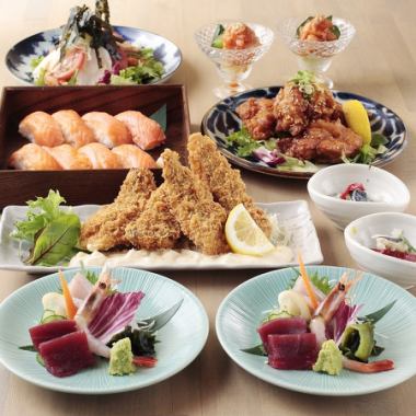 Marumiya's most popular! Our recommendation! Sashimi included [Sea and Earth course 5,000 yen] 120 minutes all-you-can-drink included (7 dishes in total)