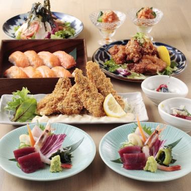 Maru Kaiya's most popular dish! Our recommendation! Sashimi included [Sea and Earth Course 5,000 yen] Includes 120 minutes of all-you-can-drink (7 dishes in total)