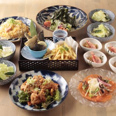 【海与大地套餐4,000日元】含120分钟无限畅饮（共7道菜）