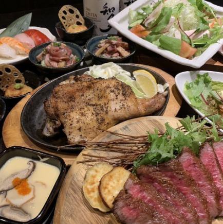 A collaboration between Awaodori chicken and Japanese black beef... [Bizan course] 2 hours all-you-can-drink included, 10 dishes total, 6,500 yen