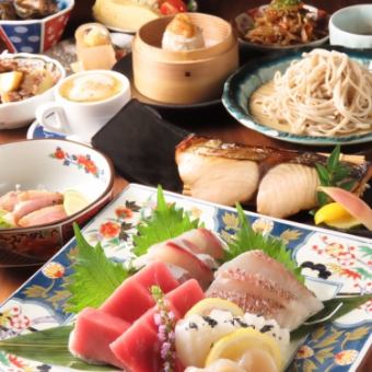 藍鰭鮪魚中脂鮪魚和本店名產醃製烤魚時令「味道」套餐5,500日圓（僅限烹飪/9道菜）
