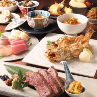 Sea urchin, caviar, medium fatty tuna roll and Kumamoto Akagyu beef "Takumi" course 8,000 yen (10 dishes only)