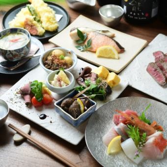 ◇Lunch◇ Marinated and grilled seasonal fish and tempura Lunch special course 3500 yen (food only/8 dishes)