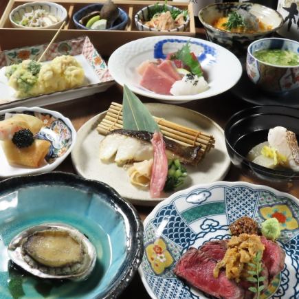 【11・12月/忘年会】蒸しあわびと銀ダラ吟醸焼きと牛ステーキ「匠」+120分飲放題コース 9500円