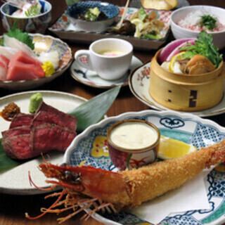 【8～10月】有頭大海老フライと希少まぐろ・国産牛イチボの「匠」コース8000円（料理のみ/10品）