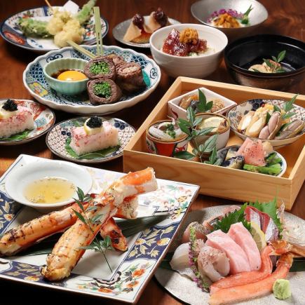 【忘年会】霜降りサーロインと蟹料理を満喫 豪華「匠」＋120分飲放題コース 9500円