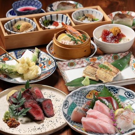 【3・4月】桜鯛・はまぐり・焼き鰻と国産牛を堪能「極」＋120分飲放題コース 8500円