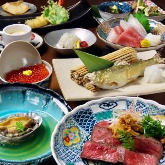 [May/June] Abalone, foie gras, and marbled rump steak "Takumi" luxury course + 120-minute all-you-can-drink: 10,000 yen