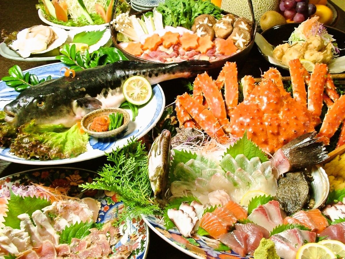用最優質的烹飪方法從玄界出產的新鮮魚類……比目魚和海膽等高級魚類！