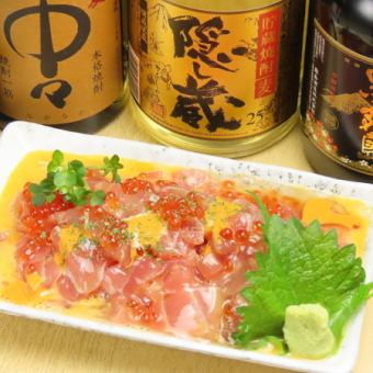 【お試しコース】お刺身3点・にいがた地鶏の唐揚げなど（全7品/3時間飲み放付き）4000円⇒3000円