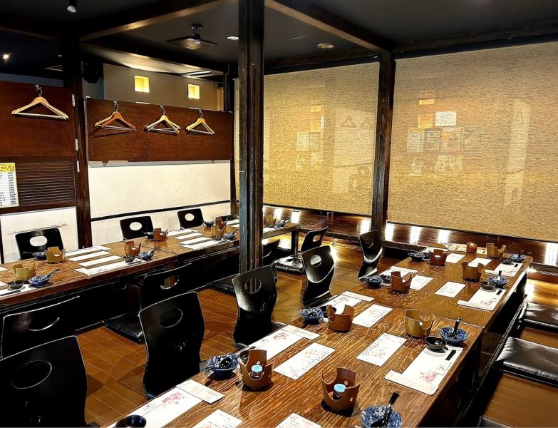 【忘新年会・歓送迎会・PTAの集まりなど各種宴会に…】ゆったりと寛げる掘りごたつの半個室は最大36人までOK！貸切もご相談いただけます。