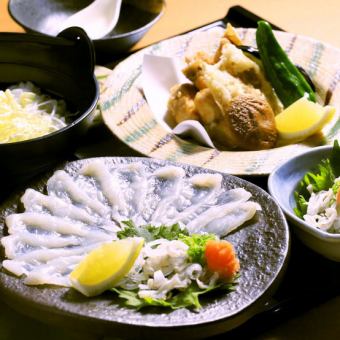 【★贅沢三昧とらふぐフルコース★/2ｈ飲み放題】至福ふぐ刺し×極上ふぐちりなど【全８品】