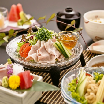 【お気軽コース/2H飲み放題付】白馬豚冷しゃぶ×季節の旬魚お造り二種盛りなど【全7品】