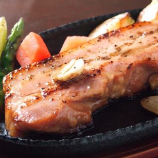 Thick cut bacon teppanyaki