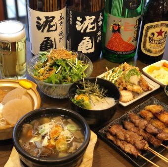 【4000円コース】鯛出汁おでん＋鶏もも肉のグリル＋鯛出汁うどんなど全8品＋120分飲み放題付