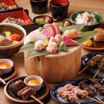 新鮮な刺身とすき焼き串が楽しめる贅沢飲み放題120分コース