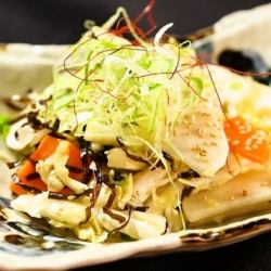 Salted kombu salad with turnip and vegetables