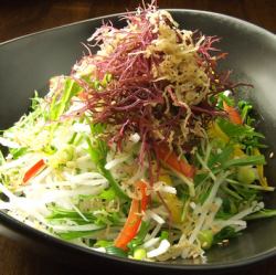 Crispy fried jaco mizuna salad