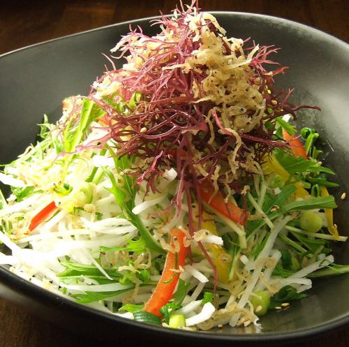 カリカリ揚げジャコ　水菜のサラダ