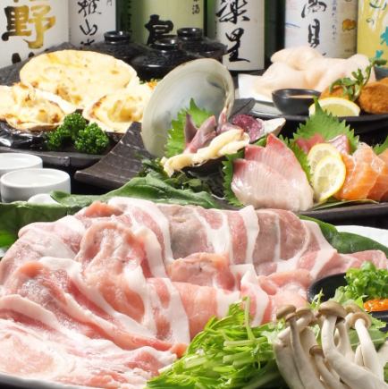 【１】～春の彩り～三元豚の『濃厚豆乳しゃぶしゃぶ』◎厳選こだわり料理8品＋飲放120分付き