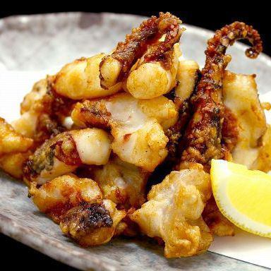 Fried squid cartilage and geso