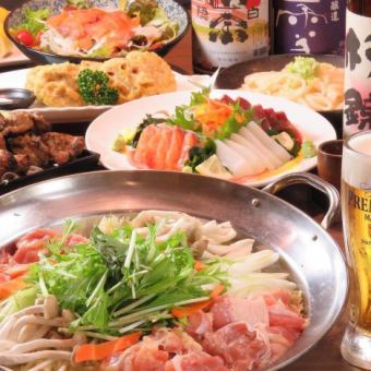 <November to January> ◆4000 yen◆ Hotpot included! Seafood platter of 3 kinds, charcoal-grilled young chicken thighs, etc. [8 dishes in total] 90 minutes all-you-can-drink included