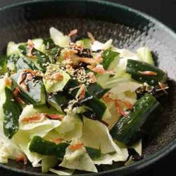 Crispy Hokkaido kelp, cucumber and cabbage salad