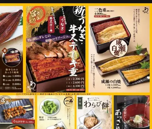 鰻 牛ステーキ重、白焼き、二色重