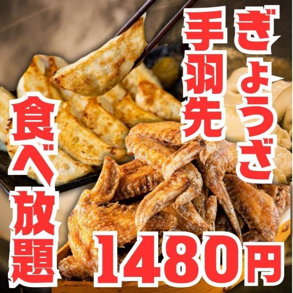 僅限週日～週四！超值！ 【鮮嫩多汁的餃子和名古屋招牌雞翅無限量暢吃】2小時僅需1480日元！