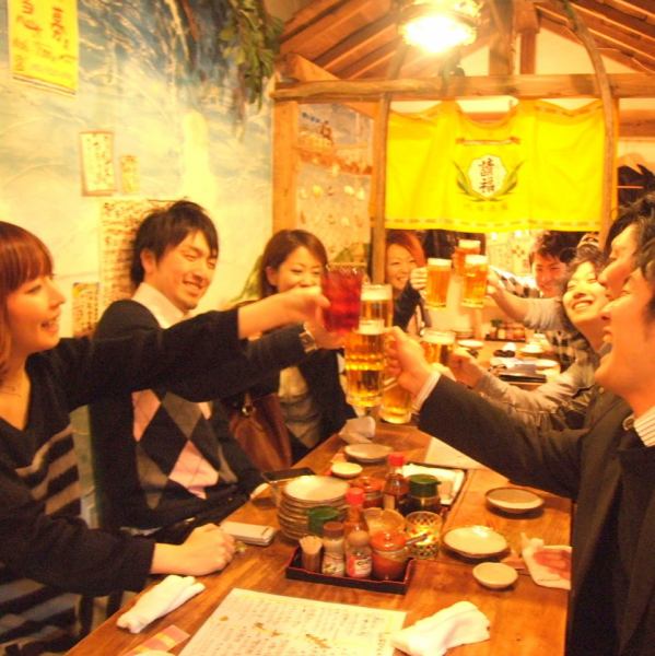 气氛斑驳的冲绳空间☆最多可容纳20人的梳妆台。咀嚼猎户座生啤酒☆