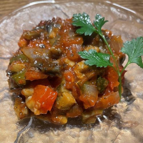 Caponata of green and yellow vegetables