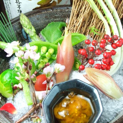 Japanese-style bagna cauda with colorful vegetables